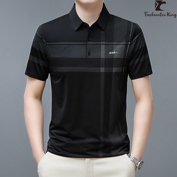

men's polos striped polo shirt brand formal short sleeve collar tshirt tee 230905, White;black