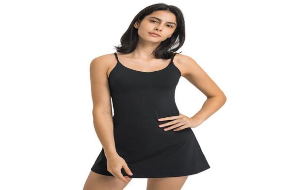 

01 yoga tank dresses tennis thin strap dress with chest pads high elastic slim fit sweatwicking breathable sports skirts fo3108387