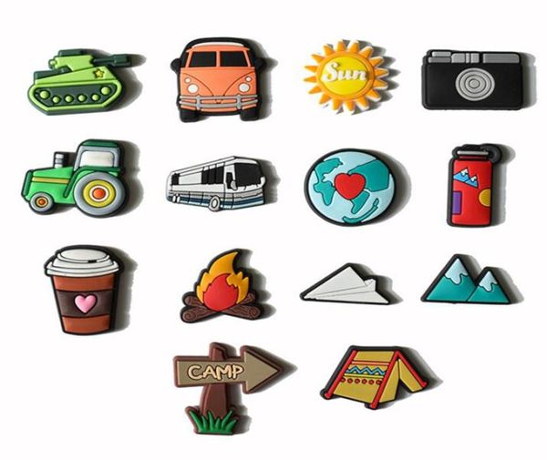 

creativity camping shoe charms pvc camp supplies buckle button soft rubber bracelet wristband decor gift whole1636367, White;pink