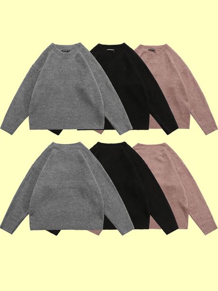 

men's sweaters autumn and winter solid color simple loose round neck pullover for men and women lovers same sweater, White;black