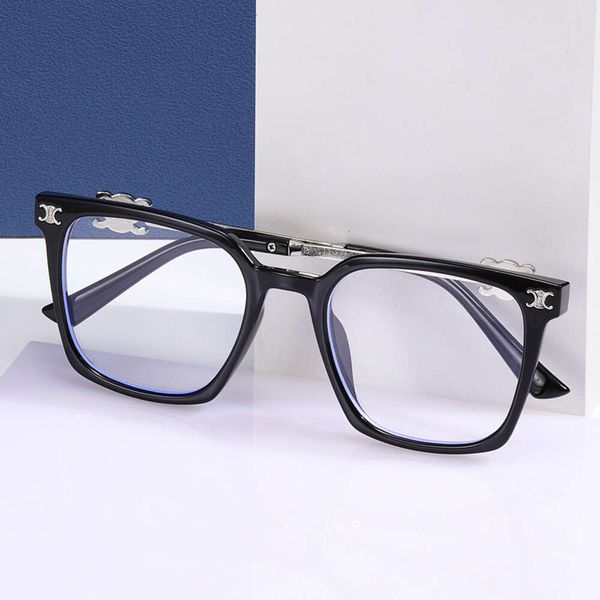 

2023 large anti blue light black mesh red flat lens glasses frame fashionable plain face for men and women with arc de triomphe myopia, White;black