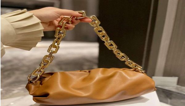 

large chain handbags pleated clouds bags dumplings axillary bag plain shoulder bag women wallets genuine leather purse high qualit5590033