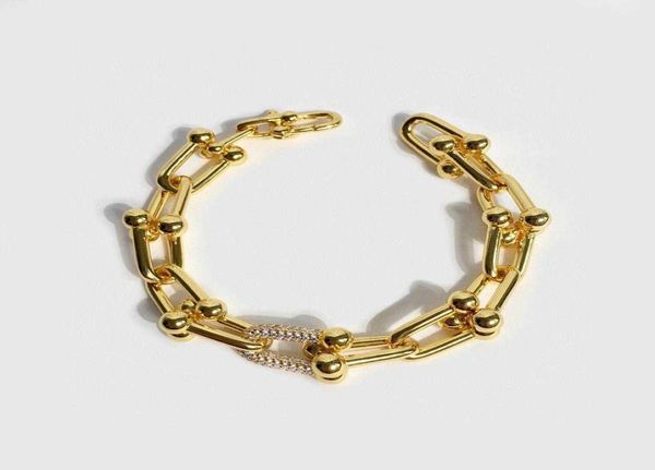

new brand pure 925 sterling silver jewelry for women h circle bracelet thick chain bracelet 925 silver party bangle jewelry6266579, Golden;silver