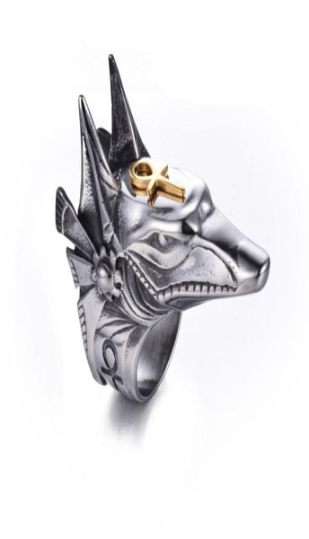

stainless steel punk powerful selfdefense men's ring exaggerated ancient egyptian anubis fgdt7274250001, Silver