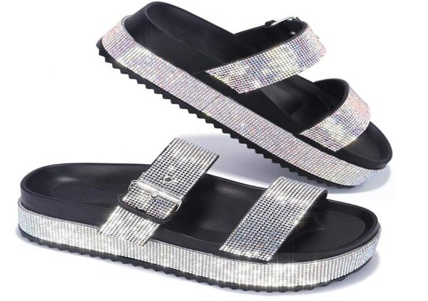 

platform retro slippers for woman classics crystal high heels slipper women shoes nonslip breathable platform slaps women7597805, Black