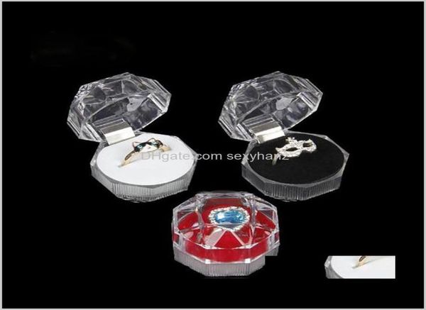 

drop delivery 2021 jewelry package boxes ring holder earring display acrylic transparent wedding packaging storage box cases cyp7631144, Black;white