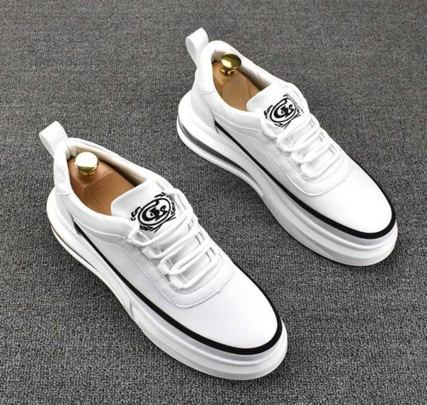 

2022 fashion sneakers men039s laceup dress shoes air cushion platform business printing oxford footwear us size 6591229522, Black