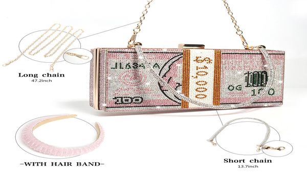 

rhinestone money bags with hairband sets purse for women fashion design 2020 new bling money purses rhinestone with headband3295745