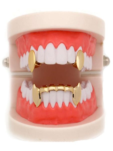 

vampire fangs hip hop braces 18k gold plated grillz men039s and women039s golden tiger teeth3775040, Silver