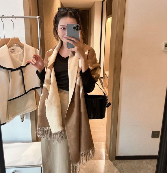 

designer fashion cashmere scarf doublesided and doublecolor warm autumn and winter versatile style gift 2022 aimeishopping9172544, Blue;gray