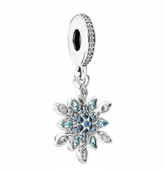 

original 925 sterling silver bead charm snowflake with crystal pendant beads fit bracelet & necklace diy jewelry7589011, Black