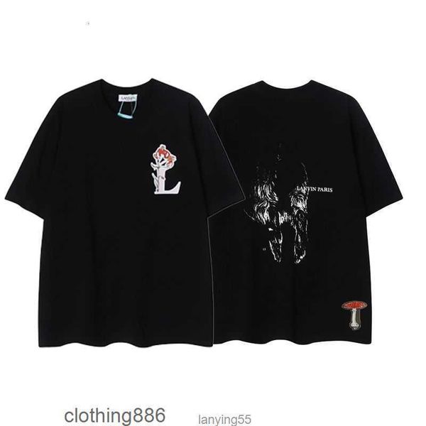 

designer lanvins t shirts mens women cottons man s casual shirt luxurys clothing street shorts sleeve clothes black, White;black