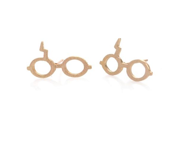 

wholesale funny magic glasses stud earring jewellery silver gold pink gold plated color for women gift efe0361153016, Golden;silver