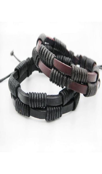 

new trendy men039s leather braided hemp bracelets handmade genuine leather wristband wrap bracelet jewelry gifts st6390770, Black