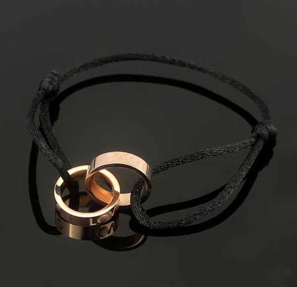

fashionquality rose gold cuff rope silver charm bracelets stainless steel jewelry brand love bracelets bangles for women men pu4045535, Golden;silver