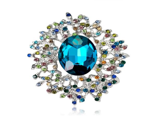 

blue rhinestone pin brooch designer brooches badge metal enamel pin broche women luxury jewelry wedding party decoration7500033, Gray