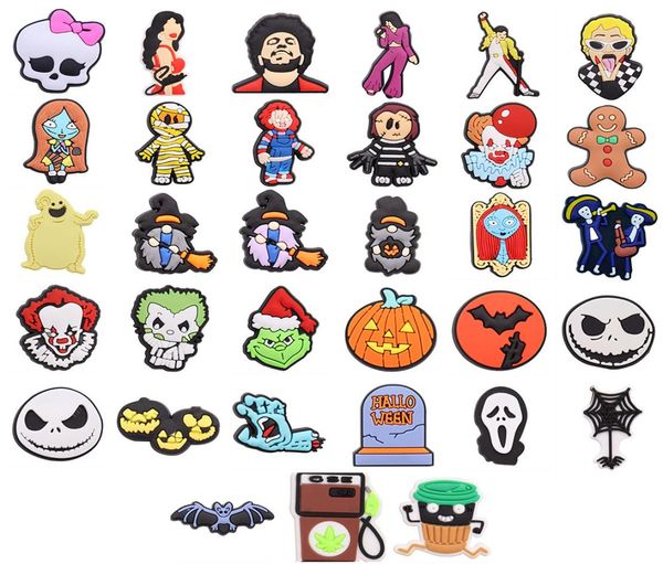 

wholesale 100pcs/set cartoon food skull game anime pvc soft rubber shoe charms colorful shoes decoration shoe accessories for kids women gif, White;pink