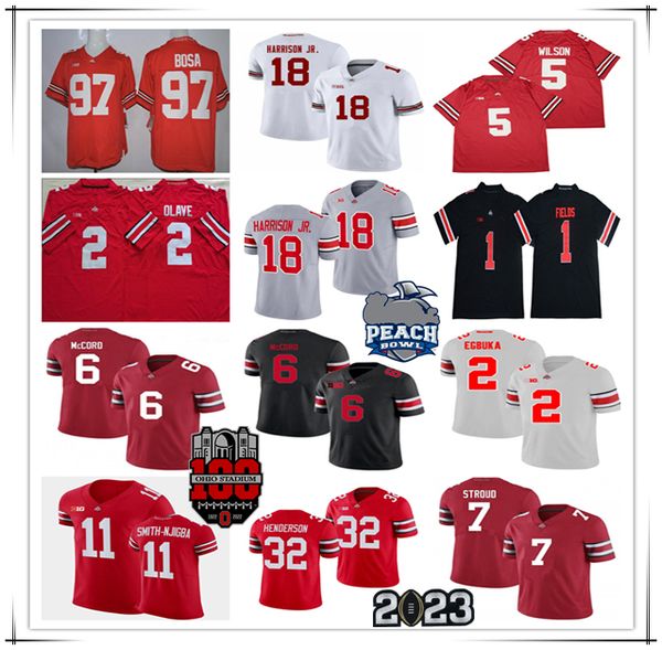 

osu marvin harrison jr ohio state buckeyes college football jerseys treveyon henderson cj stroud jaxon smith-njigba garrett wilson olave fie, Black