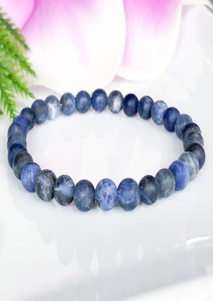 

mg1110 6mm matte sodalite bracelet simple design womens yoga energy bracelet calming meditation bracelet throat chakra emotional 4178232, Black