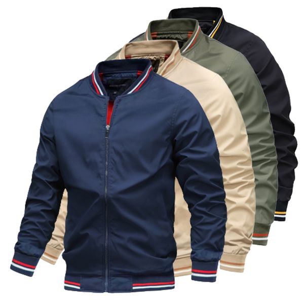 

mens jackets zipper windbreak bomber jacket man casual solid color baseball autumn fashion for men 230905, Black;brown