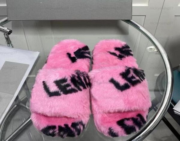 

winter women house slippers faux fur fashion warm shoes woman slip on flats female designer slides black pink cozy home furry slip9050373
