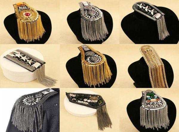

2pcslot 2023 kpop fashion handmade performance accessories women and men clothes suit epaulet tassel shoulder epaulettes wholesal6351889, Silver