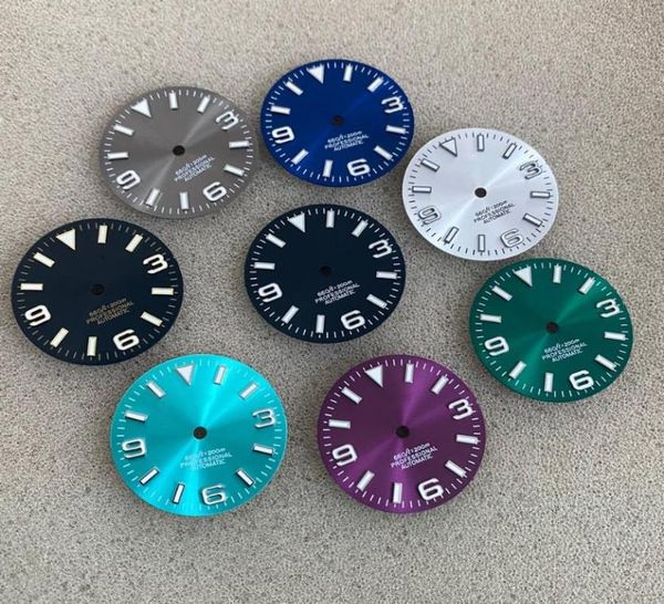 

repair tools kits sun pattern 285mm modified dial nh35 4r36 watch 369 nail green luminous for nh36 4r 7s movement with s logo d2209334