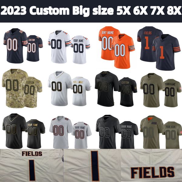 

s-8xl 1 justin fields dj moore football jersey jaquan brisker chase claypool darnell wright mooney cole kmet tremaine edmunds eddie jackson, Black;red
