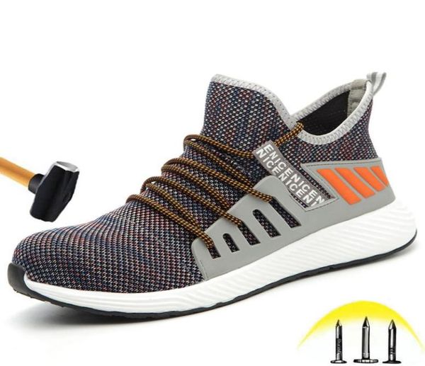 

fashion steel head safety shoe men039s lightweight breathable soft sports shoes nonslip smashproof construction work shoes2856283, Black