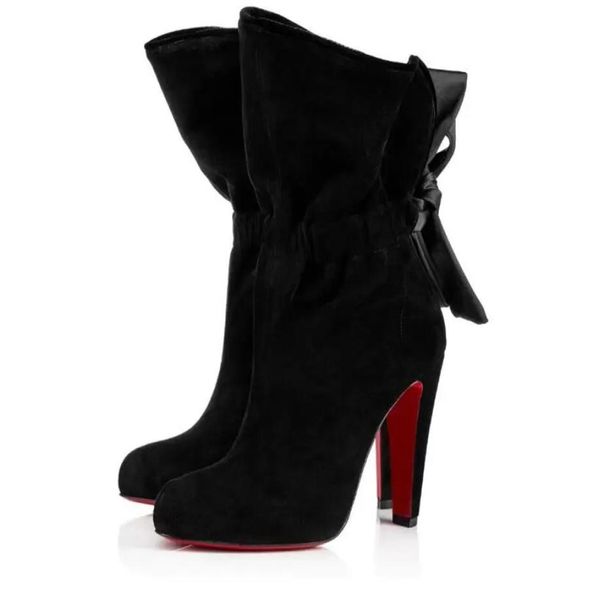 

winter brand luxurious kristofa ankle boots women high heels black suede leather fashion lady booty with box,eu35-443688970
