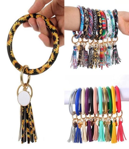 

pu leather bracelet keychain leopard wristlet key ring tassel bangle keychain pendant fashion accessories ooa81399680691, Silver