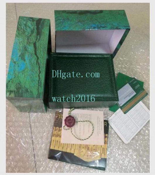 

ship luxury green original watch box booklet card boxes handbag for skydweller 116660 116610 116710 man woman watches box ho2604658, Black;blue