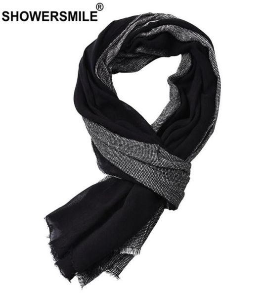 

shower black cotton linen scarf men long patchwork scarf for men tassel winter mens scarves fashion men's accessories9141751, Blue;gray