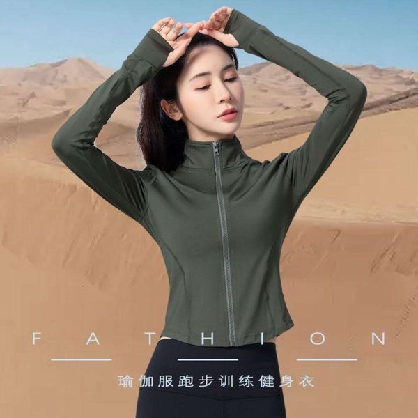 

sports coat women's yoga long sleeved zipper slimming fit elastic quick drying clothes running fitness clothes spring and autumn styles
