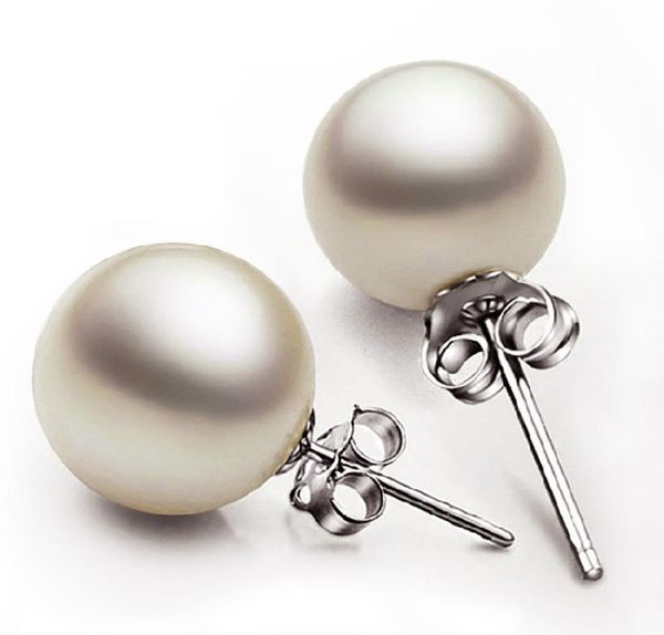 

925 sterling silver pearl jewelry romantic charm simple 6810 mm pearl ball earrings5954532, Golden;silver
