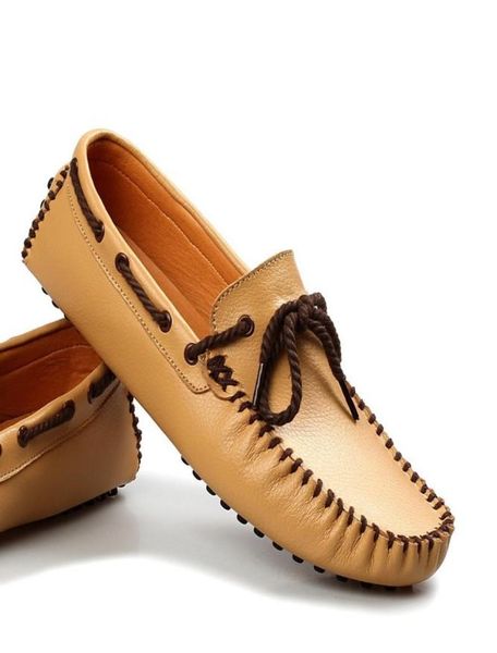 

genuine leather driver shoes men boat shoes round tip soft upper businessman flats1846758, Black