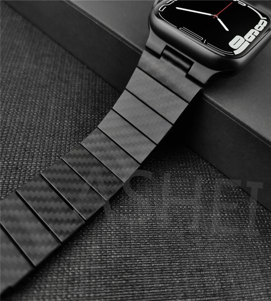 

carbon fiber pattern band for watch bands 45mm 44mm 42mm 41mm 40mm 38mm lightweight bracelet strap for iwatch 7 6 5 4 3 se 24794010, Black;brown
