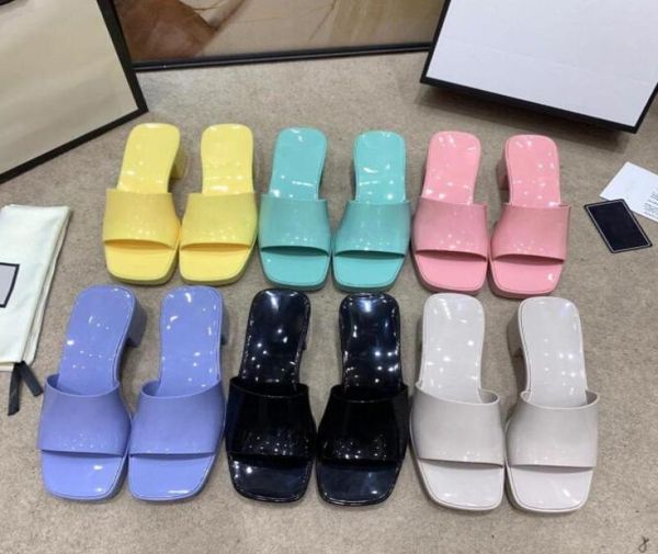 

whole fashion jelly light leather slippers summer beach shoes women sandals high heels rubber slide sandal 35419813399, Black