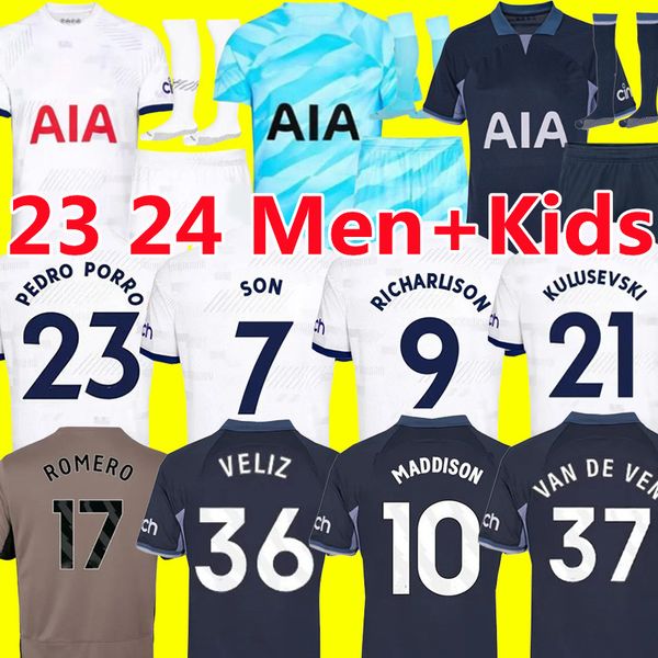 

23 24 soccer jerseys maddison son kulusevski richarlison romero veliz pedro porro van de ven perisic tottenham football shirt spurs 2023 202, Black;yellow