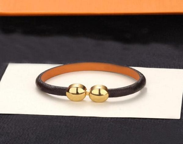 

womens double beads bracelet for couple love bracelets fashion brand punk chain link mens womens accessories leather rope s3979030, Golden;silver