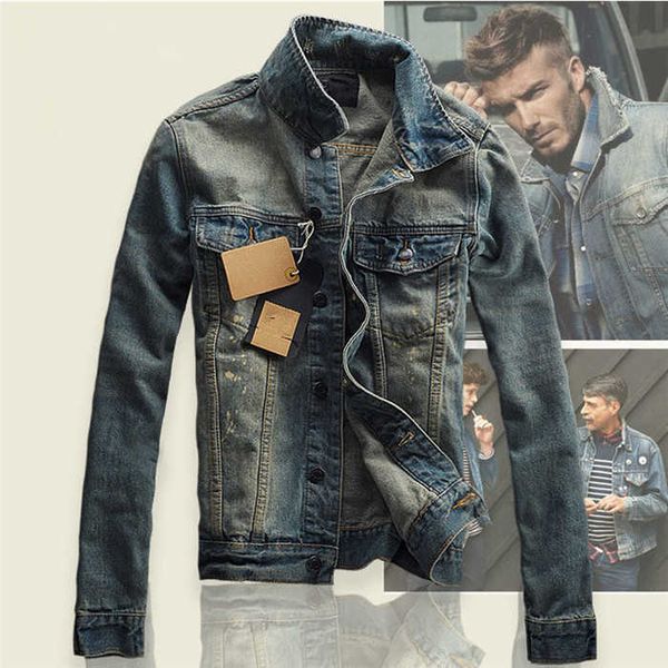 

2023 spring and autumn vintage men's denim jacket youth korean version slim fitting jacket elastic men's coat asian size, Black;brown