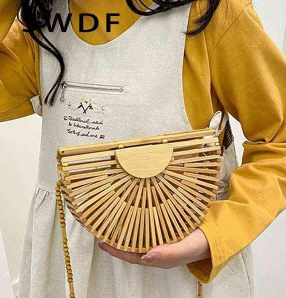 

designer summer luxury handbag for women shoulder bag semicircle bamboo woven beach bag mobile phone wallet 22042742968073129014