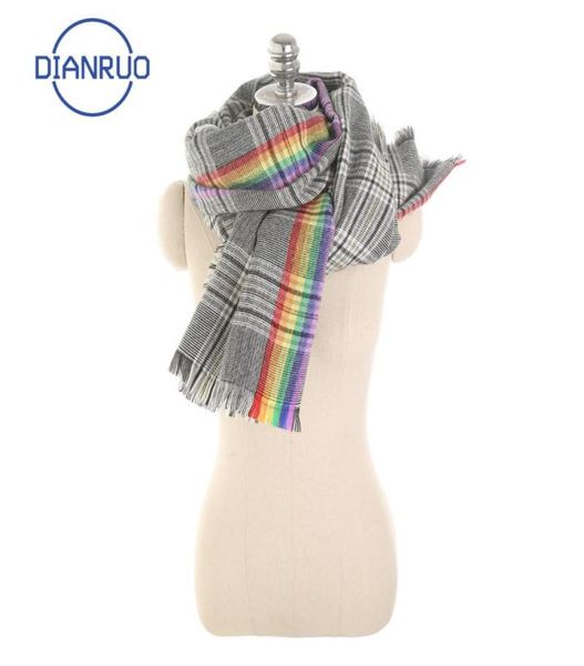

dianruo thickened scarves warm fashion shawl grey rainbow scarves women simple plaid wraps imitation cashmere scarf r6317806997, Blue;gray