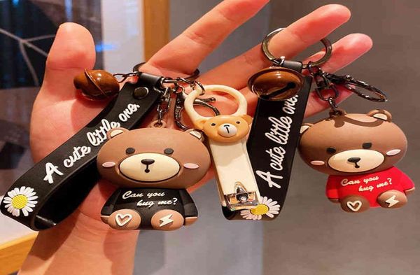 

designer sneaker leather silicone keychains net popular big bear doll cartoon pendant rope cute key hanging jewelry women039s s8202965, Silver