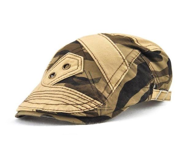 

camouflage beret sway cap for men visor hat 100 cotton 273369, Blue;gray