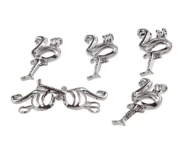 

10 white k jewelry glass beads cage locket animals diy perfume aromatherapy essential oil diffuser necklace locket pendant4781594, Silver