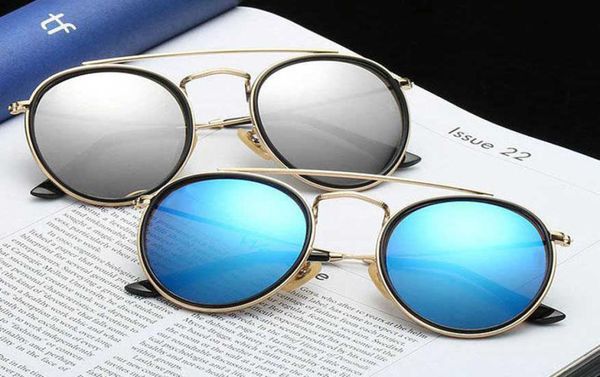 

round style sunglasses alloy pu frame mirrored glass lens for men women double bridge retro eyewear with package6881237, White;black