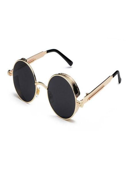 

good quality round steampunk sunglasses men women metal wrap eyeglasses round shades brand designer sun glasses mirror uv4008630346, White;black
