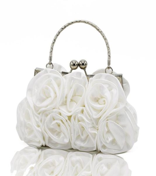 

clutch women handbags satin floral rose rhinestone small elegant bags women039s party handbag evening female wedding flower whi7364669, Red;black