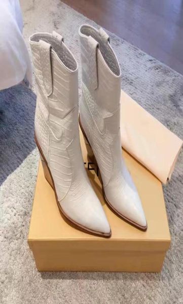 

fashion season shoes cutwalk cowboy boots embossed leather italy roma white4405535, Black